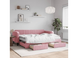 Vidaxl Sofá-cama Com Gavetão E Gavetas 80x200 Cm Veludo Rosa