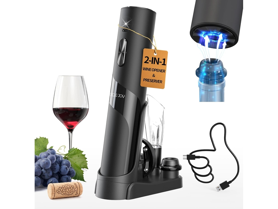 Abridor De Vinho Elétrico Automático, 7 Em 1, Recarregável Com Base De Carregamento, Cortador De Lacre, Bomba De Vácuo, Aerador