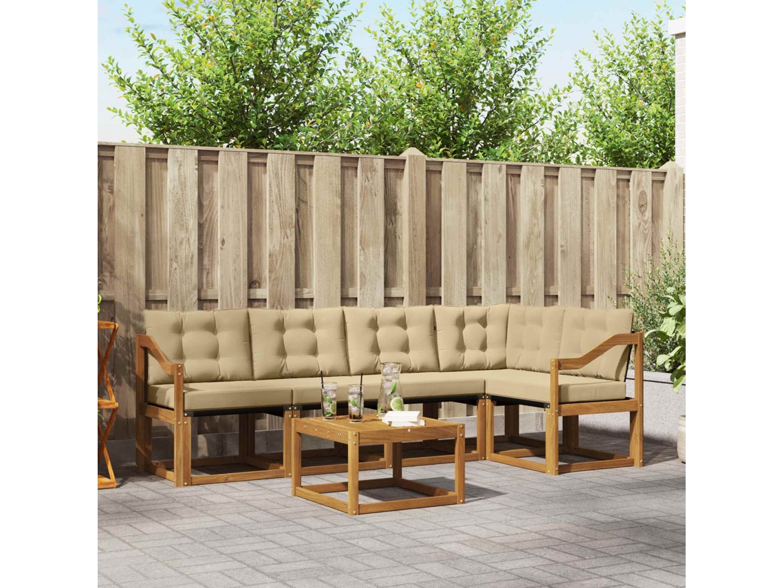 Vidaxl Conjunto De Sofás Para Exterior 6 Unid. Natural E Bege