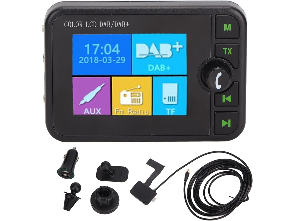 Receptor Digital Dab Plus Fm com Tela Lcd Colorida de 2,4 Polegadas para Carro, Entrada de 3,5 Mm. SFUSHOS