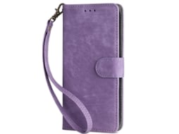 Capa Flip Para Celular, Capa Completa Em Couro.roxo Com Cordão - Xiaomi Poco X7 Pro