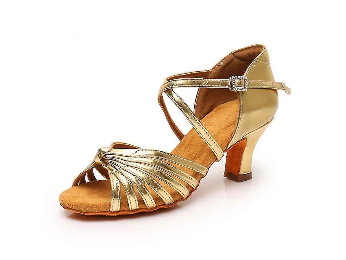 Sapatos de Dança com Salto Alto para Iniciantes e Praticantes Material Durável Antiderrapante Presente Gold 5 Cm | S/MARCA