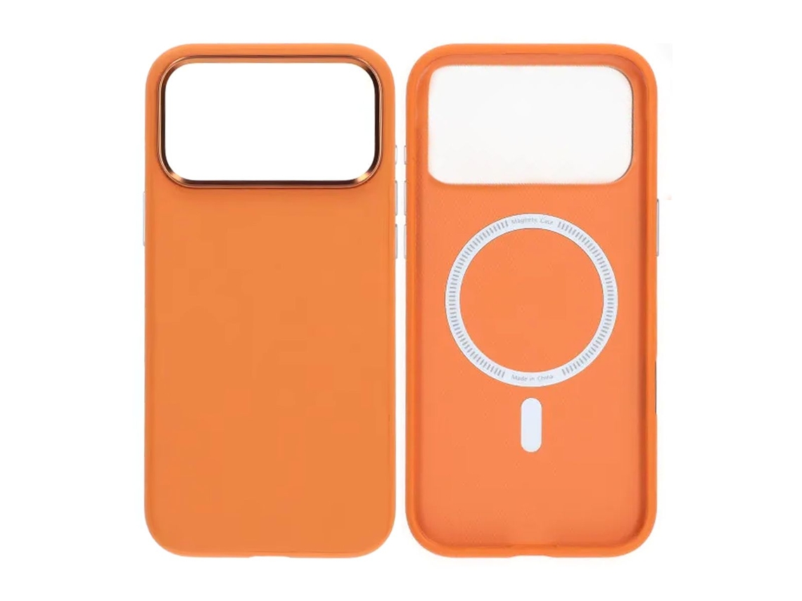 Capa Para Celular Em Couro Sintético Com Magsafe Para Iphone 17 Pro - Laranja