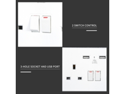 Tomada de Parede 2 Gang Uk 13a com Usb