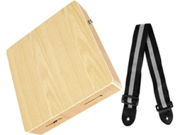 Cajon Portátil Em Freixo Chinês Com Painel De Madeira De Olmo E Tambor De Madeira Natural.