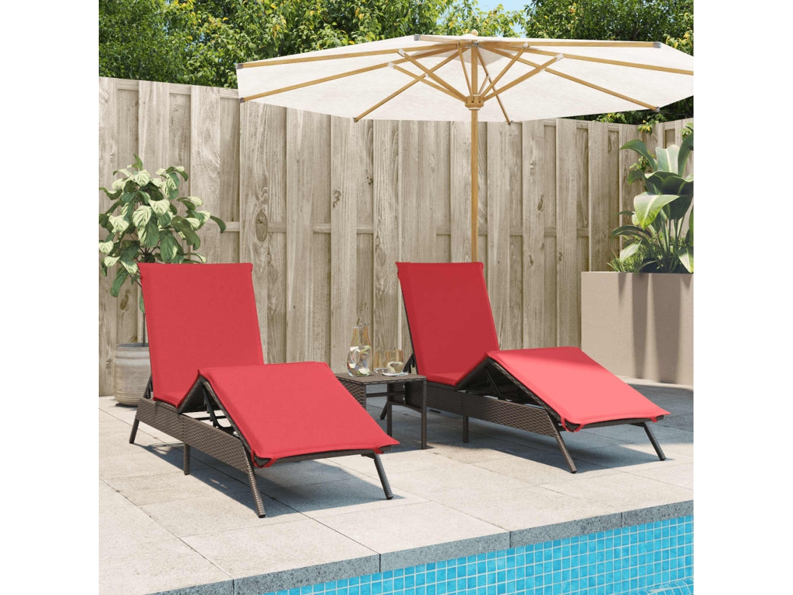 Vidaxl Espreguiçadeiras Com Mesa 2 Pcs Vime Pe Castanho