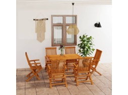 Vidaxl 7 Pcs Conjunto de Jantar para Jardim Madeira de Teca Maciça