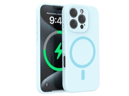 Capa Para Iphone (azul Celeste, Iphone 13), Em Silicone Líquido, Com Proteção Para A Lente E Fecho Magnético Resistente.