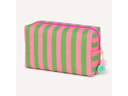 Tote Bag de Algodão com Listras de Contraste, Bolsa de Viagem para Higiene Pessoal ZSANFS (rosa Verde 21*8*12cm)