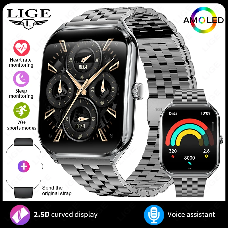 Smartwatch MDUG com Tela Sempre Ativa e Lembretes de Chamadas, Compatível com Android e Ios