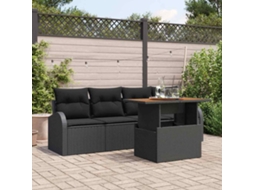 Vidaxl Conjunto De Sofá De Jardim 5 Unid. Preto Rattan Sintético