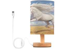Abajur De Cabeceira Em Formato Cavalo Branco Para Quarto, Com Portas De Carregamento Usb C, Luminária De Cabeceira Led