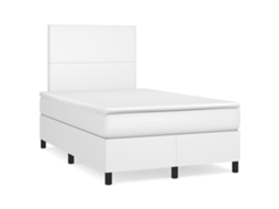 Vidaxl Cama Boxspring Com Colchão 120x190 Cm Couro Artificial Branco