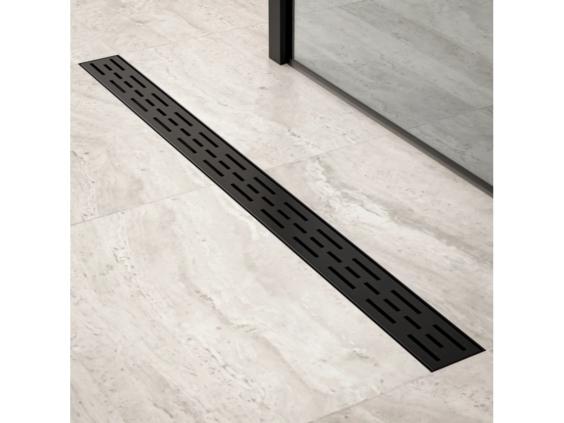 Ralo de Chuveiro 90 Cm Light Fosco com Grelha Padrão Aço silencioso com Flange MIRLUX