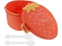 Lancheira Bento Em Formato De Morango, Laranja, Em Polipropileno Pp, Leve E Desmontável, Ideal Para Piqueniques E Uso