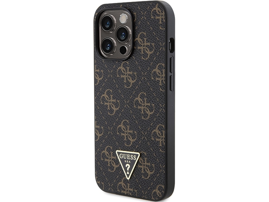 Capa Logotipo Triangular para iPhone 14 Pro Max GUESS Rígida Preto
