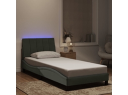 Vidaxl Estrutura De Cama Com Led Sem Colchão Hanko 90x200 Cm Veludo Cinzento-claro