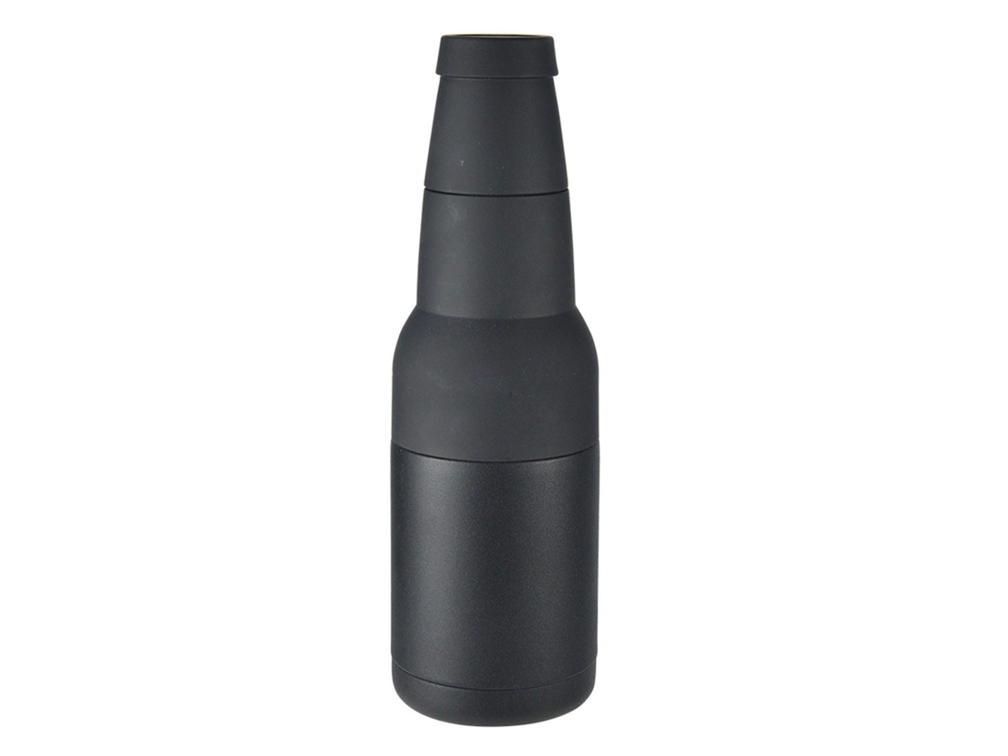 Isolador de Garrafa de Cerveja 12oz com Abertura Aço Inox Preto