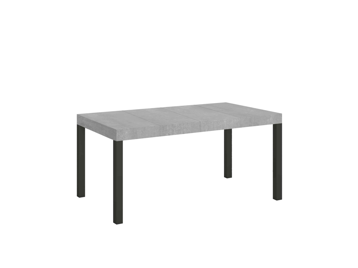 Mesa Extensível Everyday Premium 120/380x90 Cm Concreto Pernas Antracite Itamoby