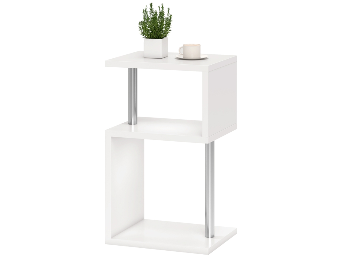 Mesa Lateral de 3 Níveis com Iluminação LED, Alumínio, 44x38x75 Cm, Branca ORBITRA COMMERCE