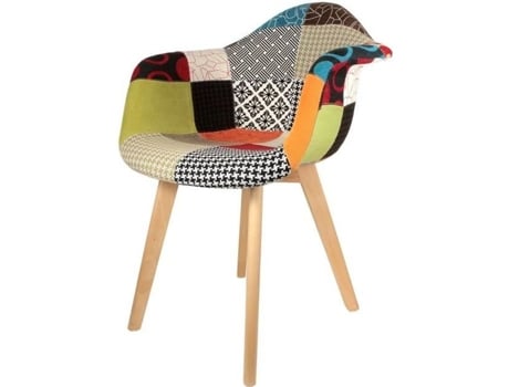Poltrona de Retalhos Escandinavos THE CONCEPT FACTORY H. 85 Cm Multicolor Madeira Maciça Tecido 1 Lugar