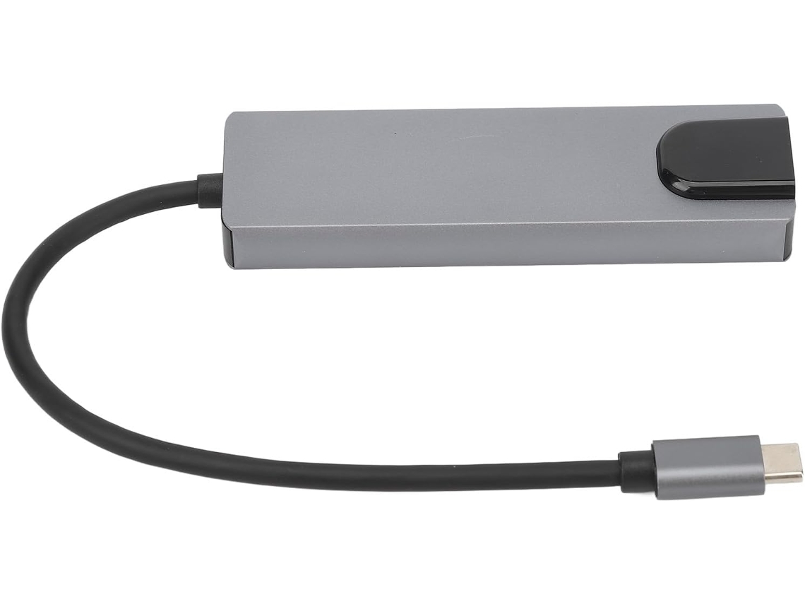 Hub Usb-c Cinza Prateado De Alta Velocidade Com Portas Usb 3.0 Para