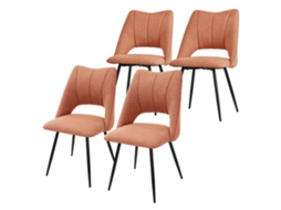 Conjunto de 4 Cadeiras de Jantar Laranja Assento em Poliéster Pernas em Metal Preto ML-DESIGN