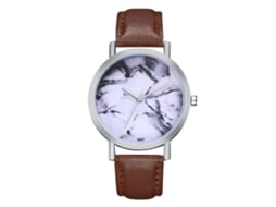 Reloj De Pulsera Para Mujer Zhoulianfa Con Dial Marmoleado Caja Plata Pu Acero Quartzo Café
