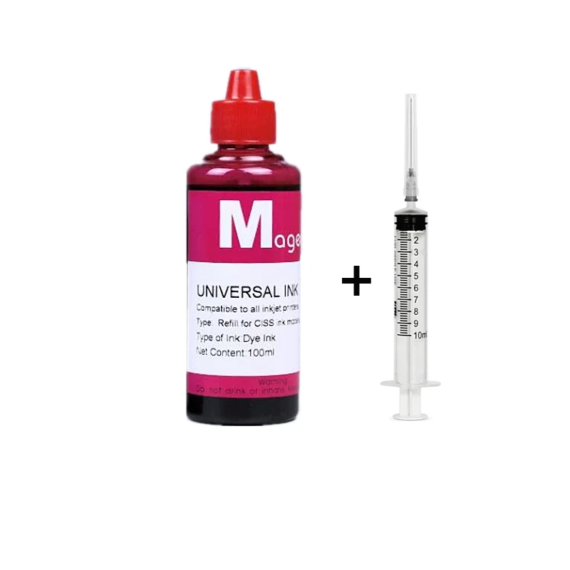 1 Kit de Recarga de Tinta Magenta Nº 100mlc para Cartucho Canon Pixma Pg 440 445 510 512 545 540 243 210 XL Cl 441 446 511 513 Impressora Ciss MDUG