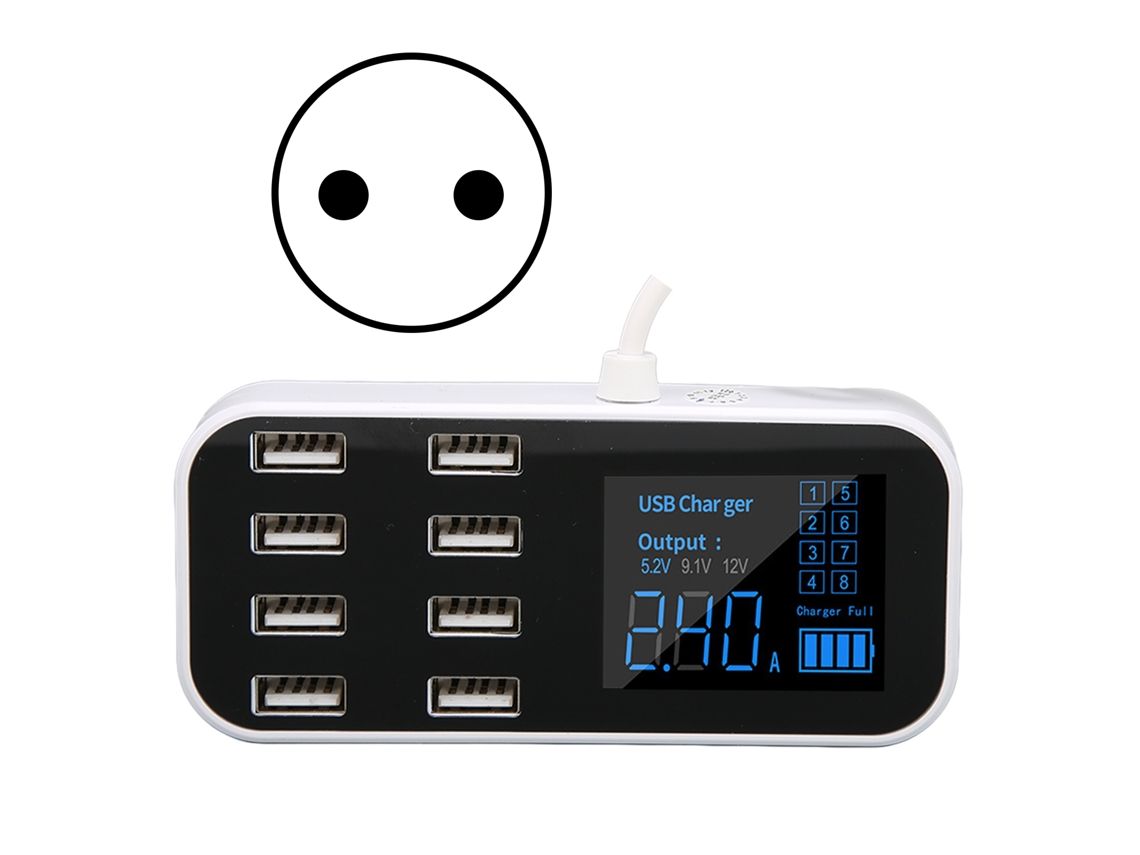 Estação de Carregamento para Desktop EOOCOO (8 Portas 40w com Display)