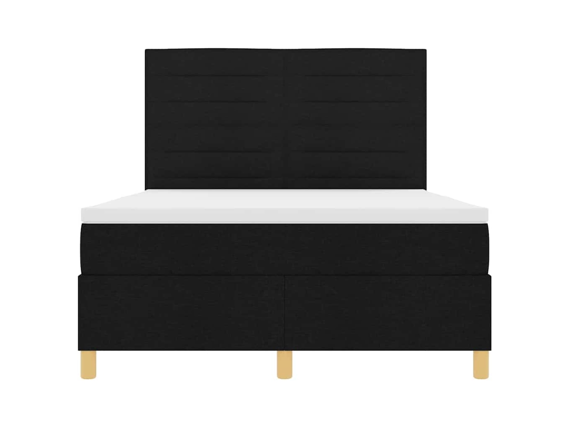 SYFAX™ Cama Box Spring Led com Colchão Preto 160 X 200 Cm Tecido