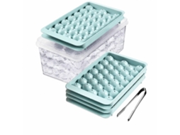 Conjunto De Bandejas Redondas Para Cubos Gelo, Azuis, Com Recipiente, Colher E Pinça