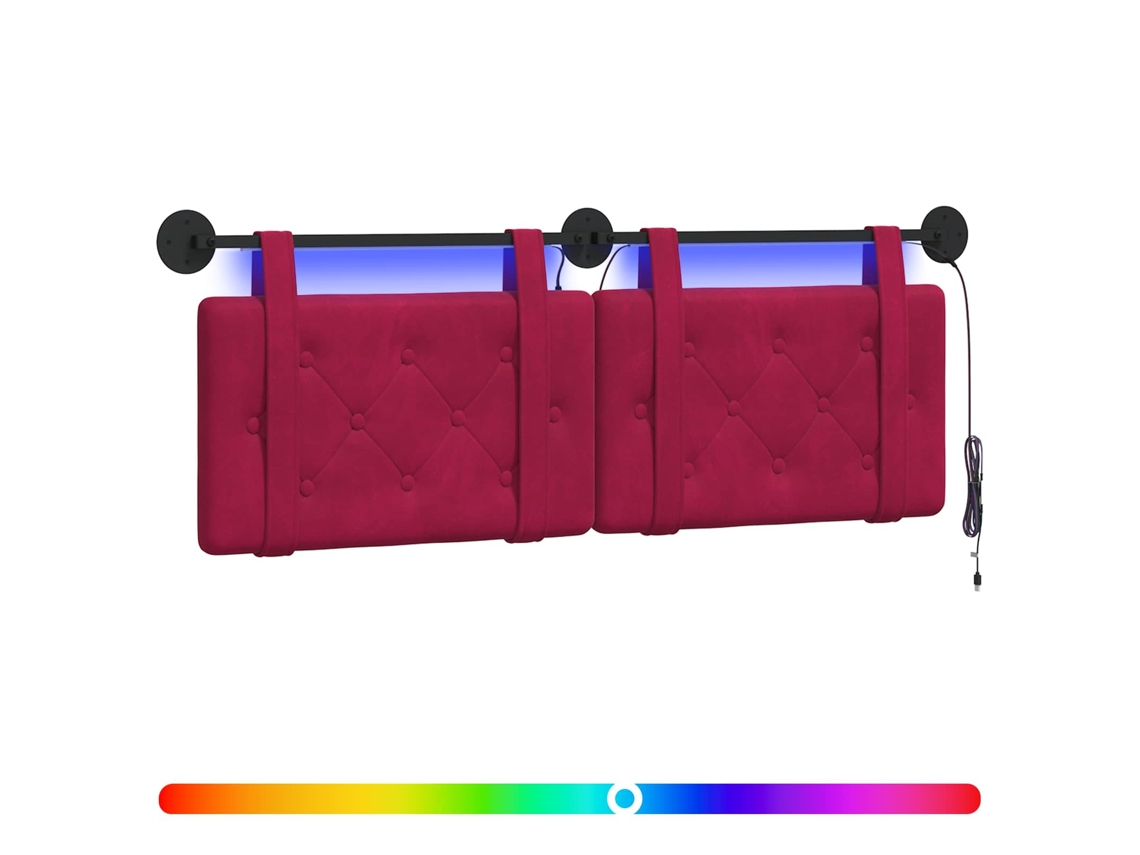 Conjunto 1 Cabeceira Suspensa Vidaxl Vermelho Veludo (150 X 55 X 5 Cm)