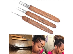2026 aguja de Crochê para Dreadlocks 0,5mm com Cabo de Bambú Ferramenta de Aço Inoxidável 1/3 Peças Estilos Variados