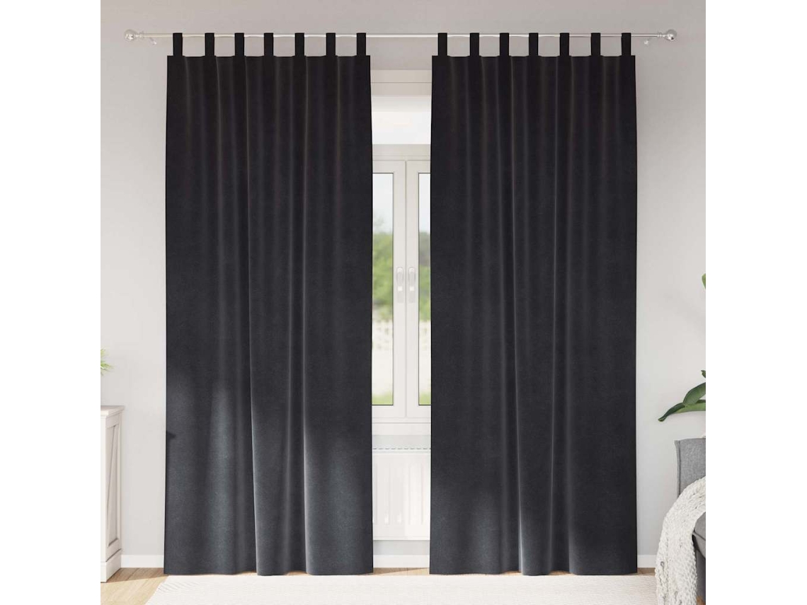 Vidaxl Cortinas Opacas 2 Unid. Cinzento-escuro 140 X 260 Cm Veludo