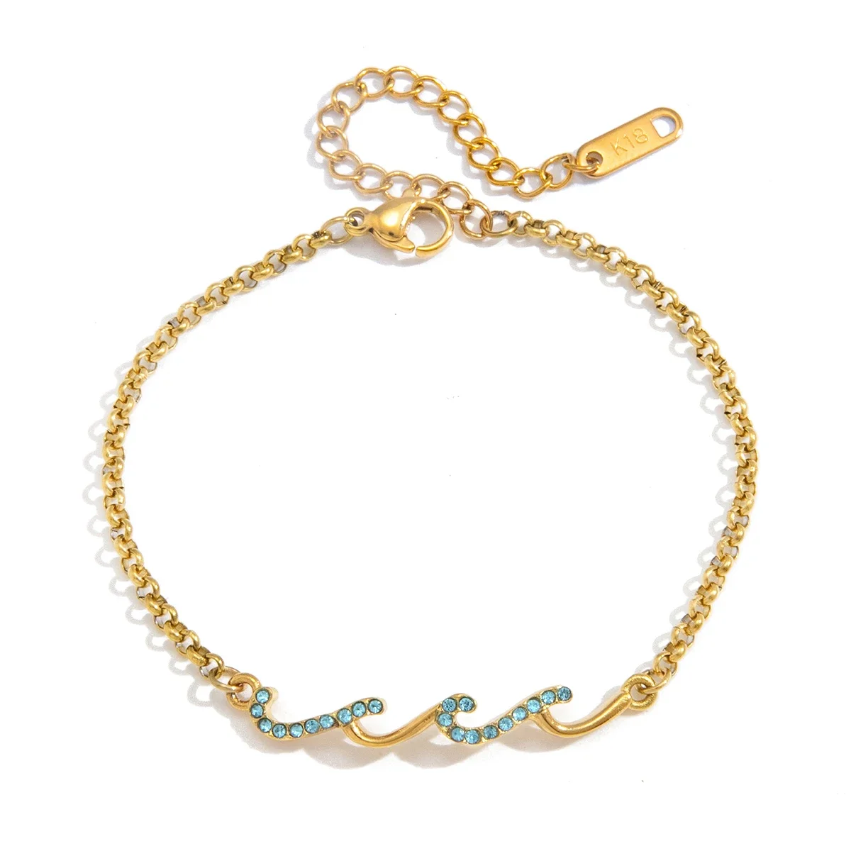 Pulseira Clássica De Ondas Com Strass Em Degradê Azul