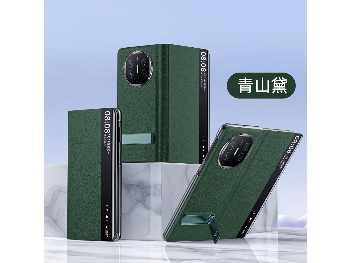 Capa Para Celular Huawei Mate X5 Em Couro Genuíno Com Suporte Inteligente E Janela (ciano)