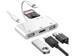 Adaptador Lightning Hub Para Ipad, Conversor Av Digital 6 Em 1 Lightning Para Hdmi, Leitor De Cartão Tf E Sd, Adaptador De Câmera