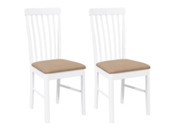 Maison Exclusive - Cadeiras De Jantar Com Almofadões 2 Pcs Madeira Maciça Branco