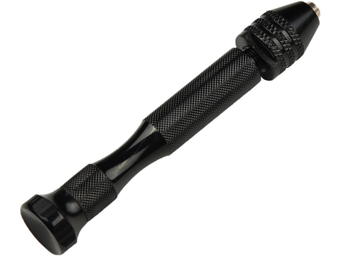 Mini Furadeira Manual Com Torno De Pino Em Liga Alumínio Preta