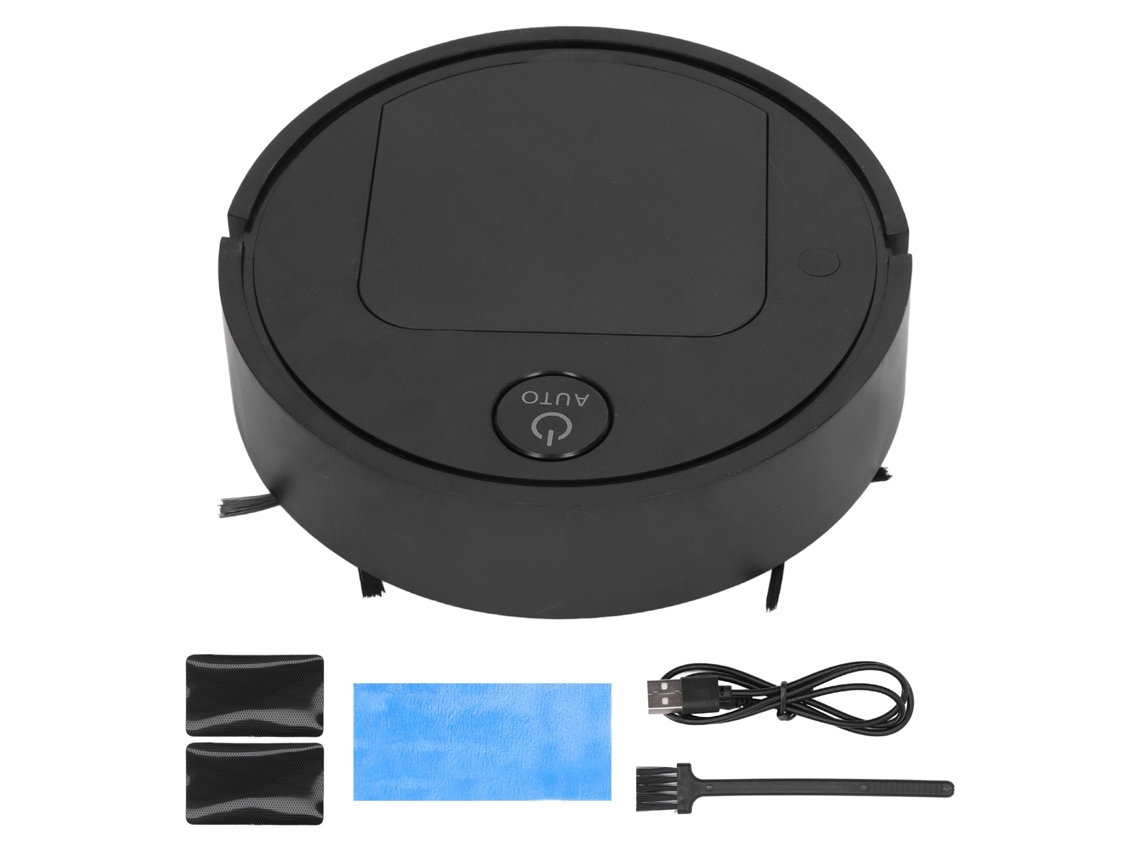 Aspirador 3 em 1 mini USB 1800pa com bateria 75min e limpeza autônoma preto S/MARCA