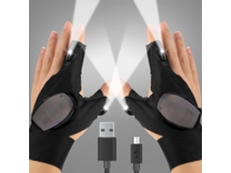 Luvas Com Lanterna Led Recarregável, Impermeáveis, Pretas, Versáteis