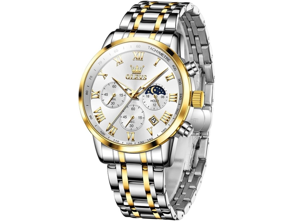 Lurelia Relógio Digital Masculino, Modelo Atm-30, Movimento De Quartzo, Analógico, Visor Digital, Cronógrafo, Data/calendário, Luminoso, 41 Mm, Branco