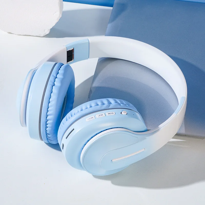 Fones De Ouvido Bluetooth (azul Celeste), Estéreo Duplo, Sem Fio, Com Cores Em Degradê Para Jogos.