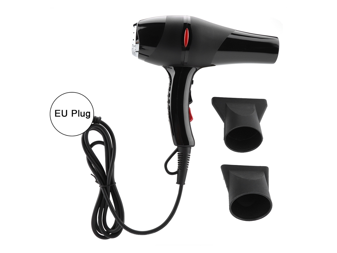 Secador de cabelo elétrico potente com temperatura constante e íons negativos. Secador de cabelo profissional.