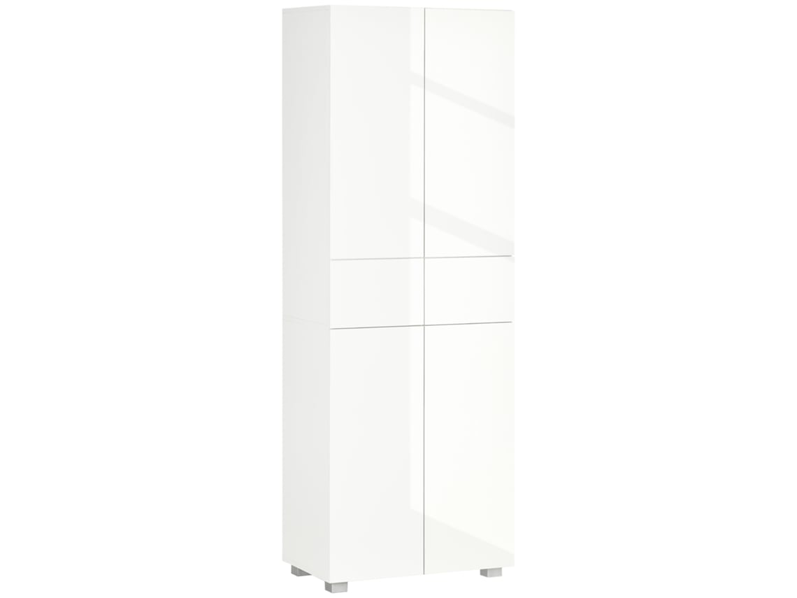Armário de Cozinha Mdf e Melamina de Madeira Cor Branco de Alto Brilho 60x35x170 cm Homcom