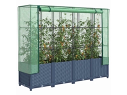 Vidaxl Canteiro Elevado Com Cobertura De Estufa Estilo Rattan 160x40x138 Cm