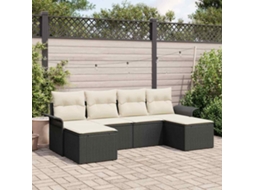 Vidaxl Conjunto De Sofá De Jardim 6 Unid. Preto Vime Pe