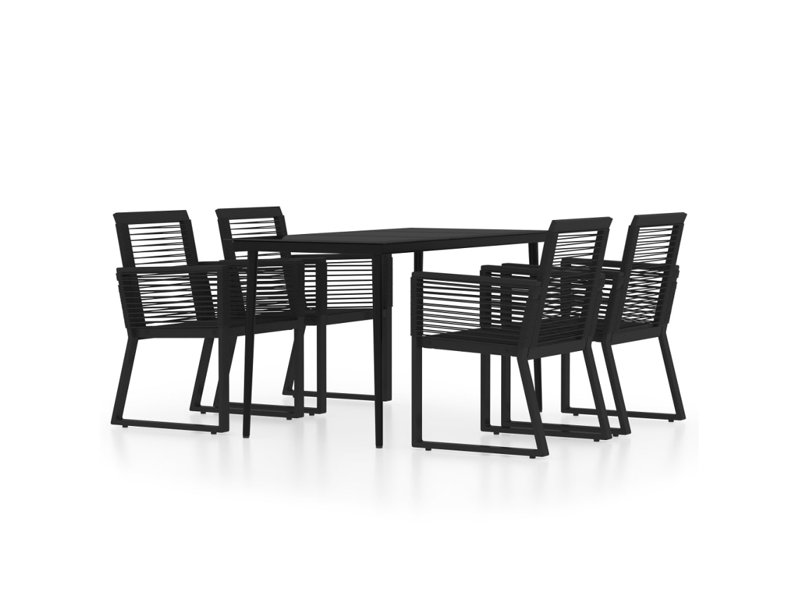 Dining Set, Dining Sets Vidaxl Preto Aço (mesa Com 140 Cm De Comprimento)