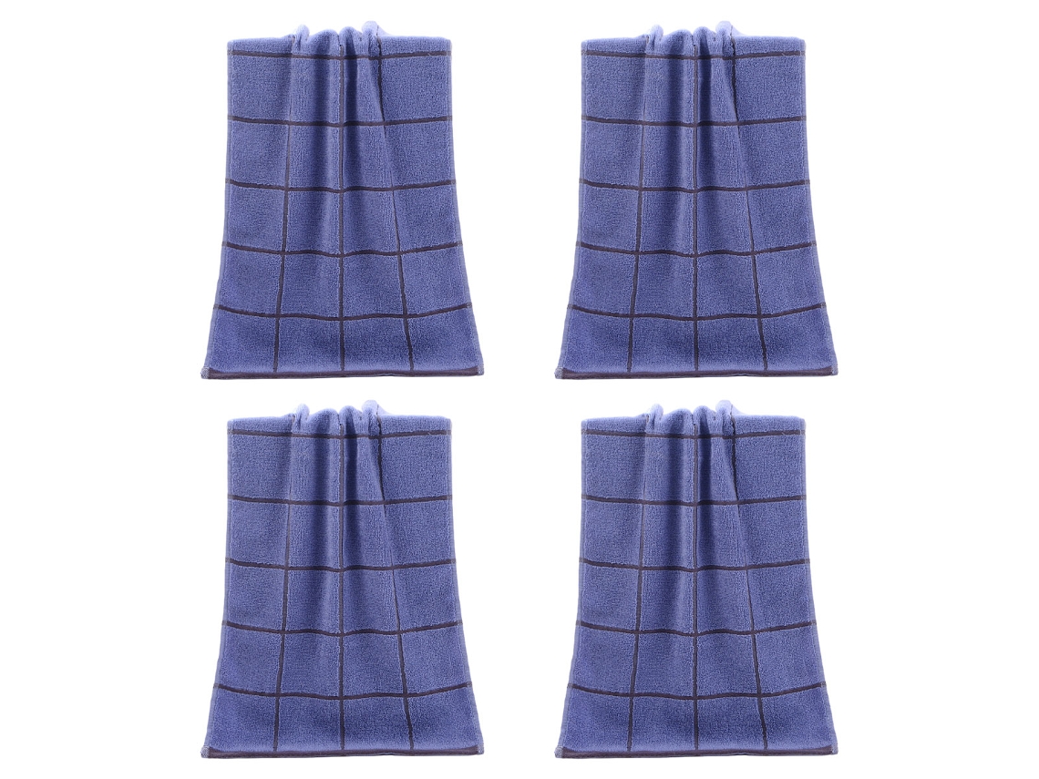 Conjunto de Toalhas de Mãos NEVEANCE Absorvente Banho Mão Rosto Algodão Azul - 4pcs (33x73cm)